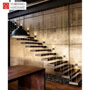 Professional Floating Staircase - Stylish and Secure Wood Treads for a Stunning Effect