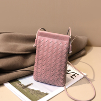 Mini sac tressé téléphone porte-monnaie mode simple petit sac à main sac à bandoulière femme décontracté polyvalent diagonale sac à bandoulière