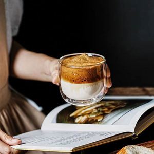 Taza de café de vidrio de borosilicato alto para niñas, estilo Ins, con asa, doble capa, color sólido, soplado manual, para uso doméstico - Product Image 2