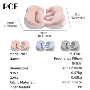 Oreiller <span class=keywords><strong>de</strong></span> grossesse ergonomique en forme <span class=keywords><strong>de</strong></span> papillon pour soutien <span class=keywords><strong>de</strong></span> la taille et des hanches, avec mini-oreiller assorti inclus - Product Image 4