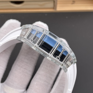 Reloj mecánico de lujo con esqueleto para hombre, reloj automático con caja transparente, decoración azul y correa de caucho RM35-01 - Product Image 3