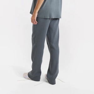 Ventes en gros de joggings en coton gaufré personnalisés pour femmes, respirants, taille plus, ensemble de joggings pour femmes, logo imprimé, joggings à jambes larges pour femmes - Product Image 2