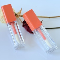 Tubes à gloss transparents en PETG 8 ml pour cosmétiques liquides avec grand applicateur, mini tube à rouge à lèvres rose, impression de logo personnalisée
