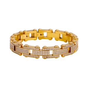 Jewelry for <b>Men</b> Stainless Steel Bracelet Gold Plated Jewelry Iced Out Bracelet Chunky Bracelet Hip Hop Jewelry Durable Fashion - Product Image 1