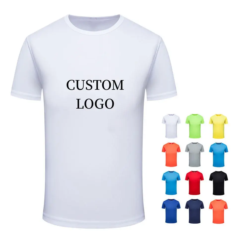 T-Shirt da uomo con stampa personalizzata all'ingrosso in bianco e 100% in poliestere bianco sportivo da palestra