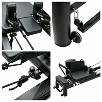 Cama de Pilates Reformer con Riel Exterior de Aluminio Negro y Caja Auxiliar para Ejercicios de Core, Corrección de Postura y Práctica de Fitness