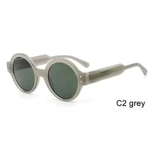 2024 hochwertige handgefertigte runde Acetat-Sonnenbrille Luxus-UV400-Sonnenbrille