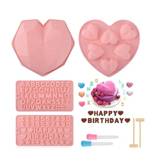 ชุดแม่พิมพ์ช็อคโกแลตทำจากซิลิโคนสำหรับ<span class=keywords><strong>เค้ก</strong></span>วันวาเลนไทน์,อุปกรณ์ตกแต่งตัวอักษรรูปหัวใจไดมอนด์ DM393 - Product Image 4