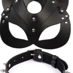 Jouets sexuels pour adultes SM, masque en cuir œil de renard, masque facial, collier, accessoires de scène, accessoires de flirt entre hommes et femmes. - Product Image 1