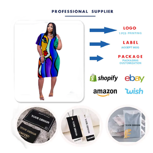 LQ Series Personnalisé Impression Numérique Motif LOGO Robes Personnalisées Femmes Africain Casual Summer Dress Loose T Shirt Dress - Product Image 2