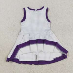 Listo para enviar, venta al por mayor, ropa de bebé niña, vestido atlético sin mangas a cuadros con pantalones cortos debajo - Product Image 2