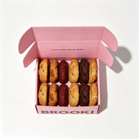 Boîte à biscuits rose avec logo personnalisé, boîte cadeau en papier alimentaire jetable pour l'emballage de pâtisseries, biscuits et desserts