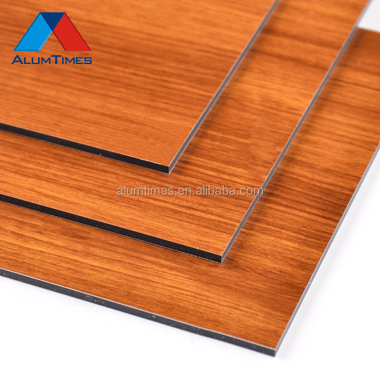 Haute Résistance En Aluminium de revêtement de mur extérieur en bois finition feuille acp