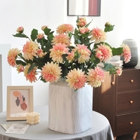 Fleur de Dahlia Artificielle en Soie, Tige Unique, 3 Têtes, Fleur Artificielle, Accessoire Photo, Décoration d'Allée de Mariage