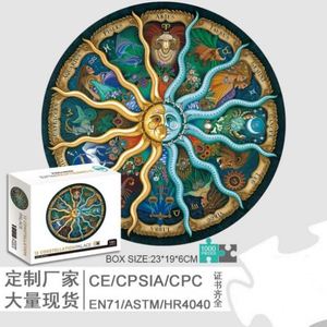 Puzzle rond, jeu de puzzle stimulant, 1000 pièces, puzzles du zodiaque et du horoscope pour adultes - Product Image 2