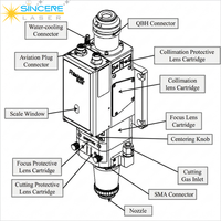Kepala Pemotong Laser Serat Khusus OSPRI LCS03C0 100:150 Autofokus untuk Industri Logam dan Konstruksi