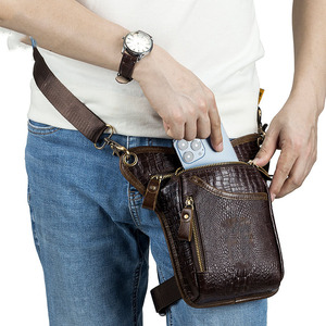 Sacoche de moto rétro en <span class=keywords><strong>cuir</strong></span> de vachette pour hommes, <span class=keywords><strong>cuir</strong></span> véritable, motif crocodile, sacoche de selle pour moto - Product Image 3