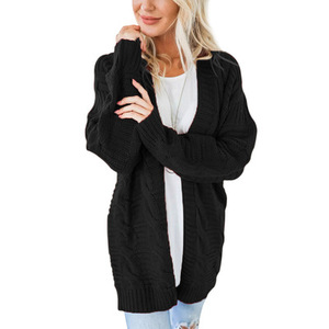 Cárdigan suelto de <span class=keywords><strong>punto</strong></span> grueso con abertura frontal de manga larga para <span class=keywords><strong>mujer</strong></span> - Product Image 3