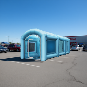 Cabine de peinture gonflable 20x10x8 pieds bleue portable avec système de filtration d'air pour publicité automobile, installation facile, pompe électrique - Product Image 2