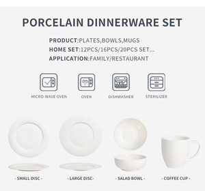Service de vaisselle en céramique gaufrée <span class=keywords><strong>PITO</strong></span> – Assiettes et plats blancs en porcelaine fine (Bone China) - Product Image 5