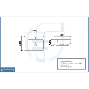 La44 Lavabo in Porcellana Moderno e Tradizionale 57.5x44cm, Lavandino Rustico per Bagno per Uso Alberghiero, Installazione su Piano d'Appoggio - Product Image 2