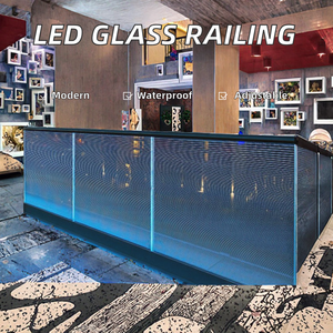 LED Glass <b>Railing</b> Handrail Stainless <b>Steel</b> Modern Design Frame-Less Tempered Glass Balcony <b>Railing</b> for Hotel Adjustable Water - Product Image 2