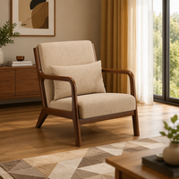 MULIGNA Fauteuil de détente en bois massif, style nordique moderne et minimaliste, pour chambre, balcon, salon, petit appartement, fauteuil individuel paresseux