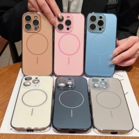 Coque de téléphone magnétique contrastée ultra-fine antichoc avec protection d'objectif intégrale pour iPhone 17 16 Pro Max 15 Pro 16 Plus 14 13