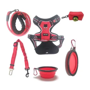 Kunden spezifisches Muster No-Pull Reflective Adjusta ble Pet Harness für Hunde mit Leine Poop Bag Big Dog Harness Set