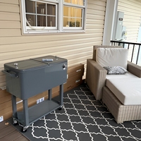 Glacière roulante 76L (80 Qt) avec roues et matériau PP, refroidisseur de boissons portable et rangement inférieur