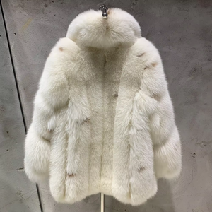 Cappotti Invernali in Vera Pelliccia di Volpe, Giacca Calda in Pelliccia di Volpe con Motivo a Pois per Donna - Product Image 2