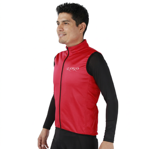 <b>Men</b> Red Sleeveless <b>Cycling</b> Vest With Logo Heat Transfer Printing Breathable Polyester Front Print Outdoor Sport <b>Jacket</b> - Product Image 1