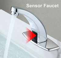 Robinet à capteur automatique monocommande moderne et classique, eau froide, finition chrome brossé, en alliage de zinc, à poser sur comptoir, avec douchette extractible