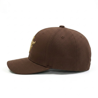 Gorra Snapback Estructurada de 6 Paneles con Visera Curva, Diseño de Logotipo Bordado Personalizado, Sarga de Algodón Marrón, Forro Verde