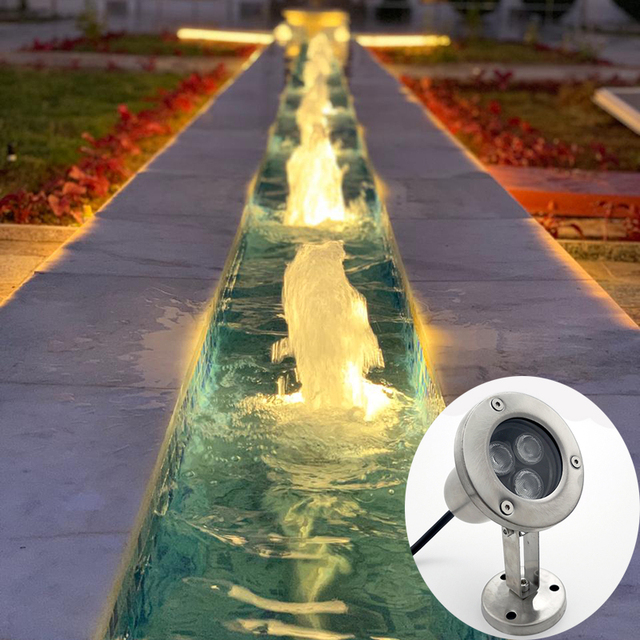 Ip68 Waterproof Bracket Multiple Installation RGB DMX RDM LED Stainless Steel Underwater Light for Outdoor Fountain & Landscape