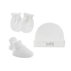 3Pcs/set Newborn Baby Hat Socks Set Solid Color Soft Cotton Baby Boy Girl Shoes Cotton Baby Mitten