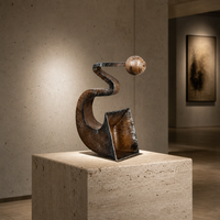 Sculpture Métallique Abstraite Nordique en Bronze, Statue d'Art en Forme de Ruban Courbe en S, Figurine Géométrique en Alliage Coulé, Décoration de Bureau et Maison de Luxe