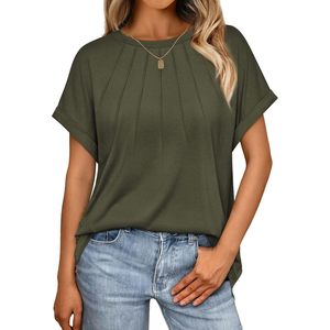 Camisetas de verano de gran tamaño verde militar para mujer 2025, camisetas de negocios informales para verano - Product Image 1