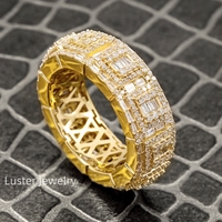 Bijoux lustrés Bague d'éternité en or 10/14/18 carats Hiphop Moissanite avec diamant pour hommes en argent sterling 925