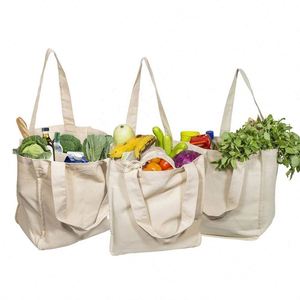 Sacs fourre-tout en toile de coton biologique réutilisables avec logo personnalisé imprimé en gros, avec poche intérieure pour les courses au supermarché - Product Image 1