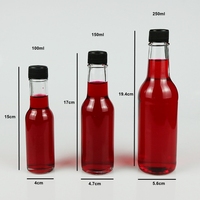 Bouteille en verre personnalisée avec logo, 100 ml, 150 ml, 250 ml, transparente, pour sauce tomate, plate, vide, emballage pour condiments avec couvercles en plastique