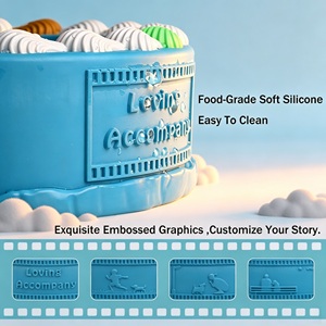 Bol d'alimentation portable en silicone en forme de gâteau avec logo graphique personnalisé en relief pour animaux de compagnie, gamelles pour chats et chiens, fabricant - Product Image 2