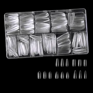 gel x Nails Extension System Full Cover Sculpted Clear Stiletto Coffin Nail Tips 500pcs/box