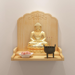 ชั้นวางพระพุทธรูปไม้จริง ชั้นวางติดผนังไม้ ชั้นวางวัด - Product Image 2