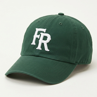 Casquette de baseball personnalisée brodée en gros OEM, 100 % coton sergé, non structurée, 6 panneaux, verte, réglable, style Dad Hat