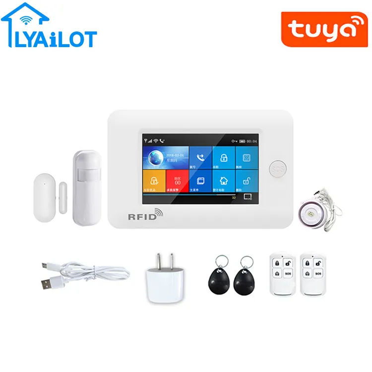 LYAILOT Smart home solutions 4.3 inch full touch screen GSM anti-theft alarm sets WiFi/GPRS burglar alarm system