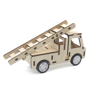 Wooden Fire Truck <b>Model</b> <b>Kit</b> With Extendable Ladder For Kids Science Education DIY Assembly Toy 7-9 Years Old - Product Image 2