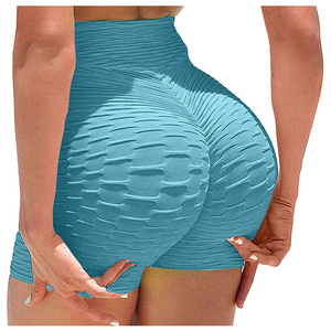Shorts de yoga jacquard bulles sans couture pour femmes, style européen et américain, effet fessier galbé, pour la course et l'exercice - Product Image 5