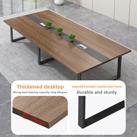 Table de conférence commerciale Shengli en MDF avec boîte à câbles - Design moderne et minimaliste, 12 places, pieds en métal pour salles de conférence de bureau