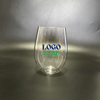 Lot de 50 verres à vin sans pied en PET, personnalisables avec logo, 16 oz, durables, légers, incassables, réutilisables pour mariages et fêtes, faible MOQ